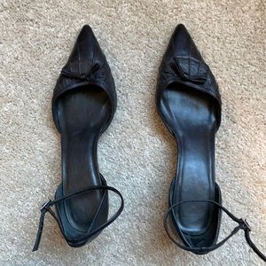 Black leather heels with straps. Purchased in London